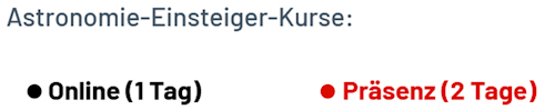 Astronomiekurse Einsteiger, Termine